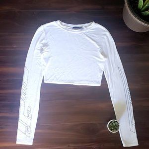 Graphic Long Sleeve Crop Crewneck Top | PLT | US 2